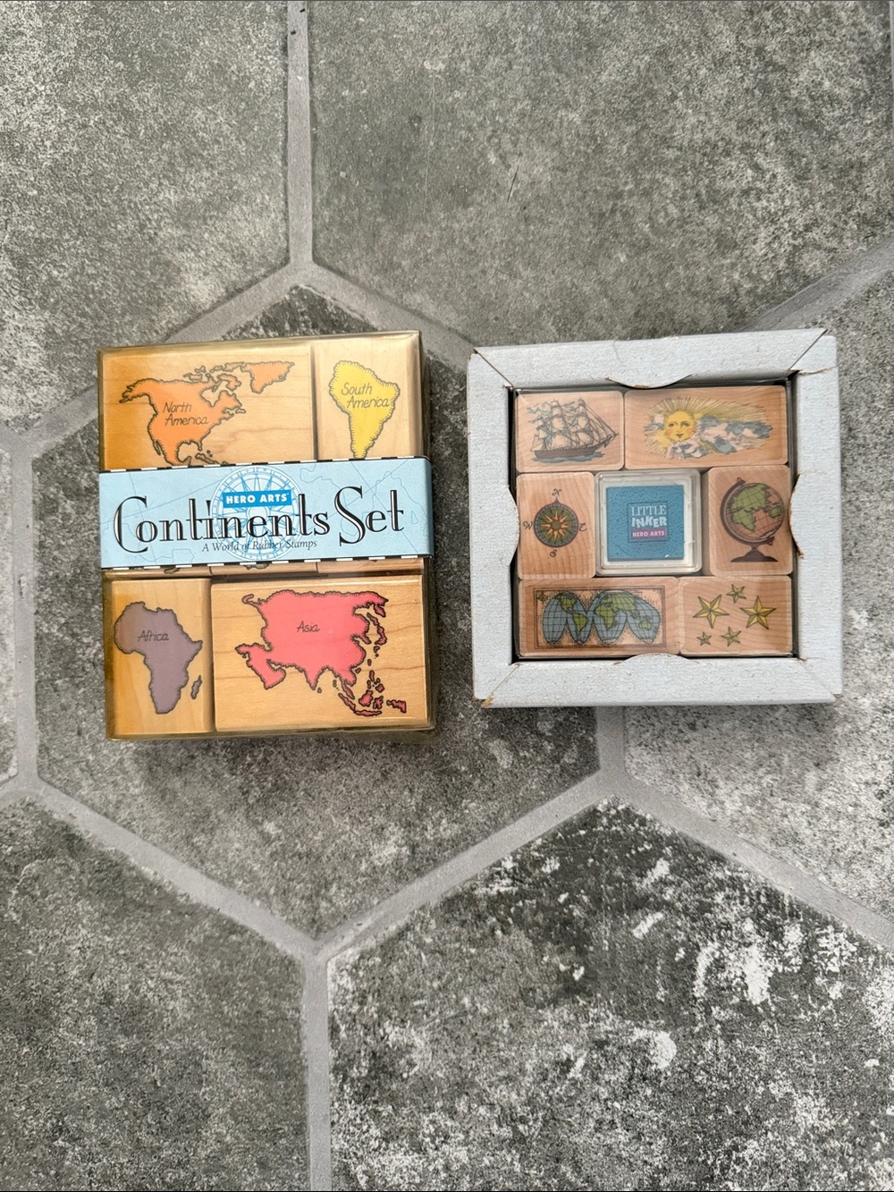 2 Sets Hero Arts Rubber Stamps: Continents and Voyager Stamps